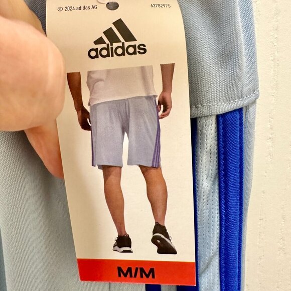 New Adidas Active Shorts Men's Size M Blue Iconic 3 Stripes Detail Athletic - Picture 8 of 12